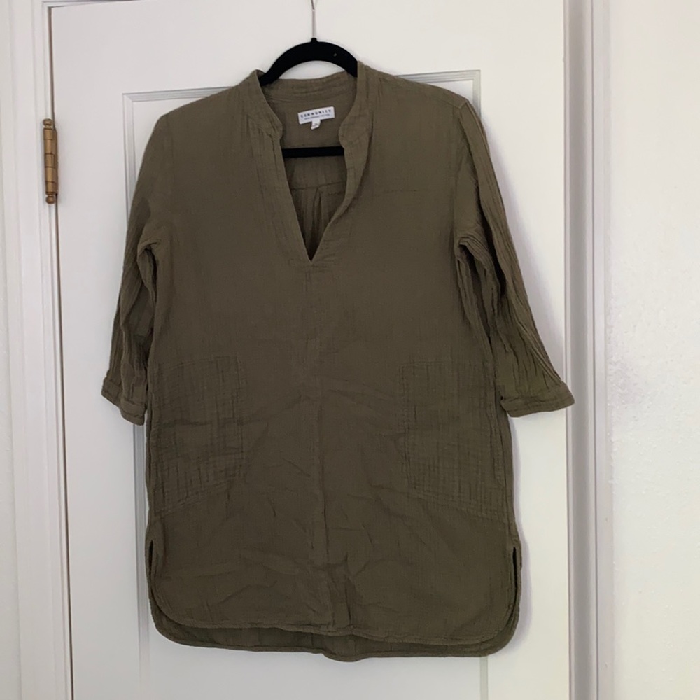 Community gauzy olive green tunic